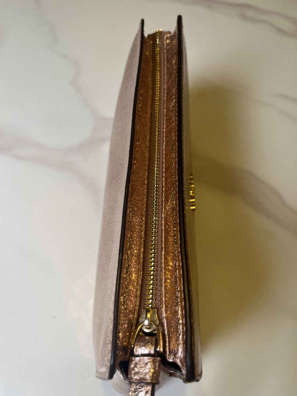 Coach Rose Gold Metallic Leather Clutch - Picture 6 of 13